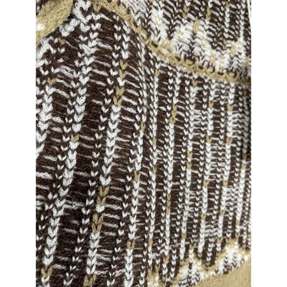 Casual Winter Sweater Womens MEDIUM Brown Diamond Pattern Tight Knit Pullover‎ - Picture 9 of 9